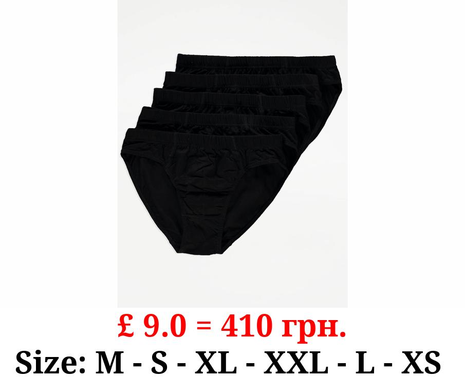Black Basic Slip Briefs 5 Pack