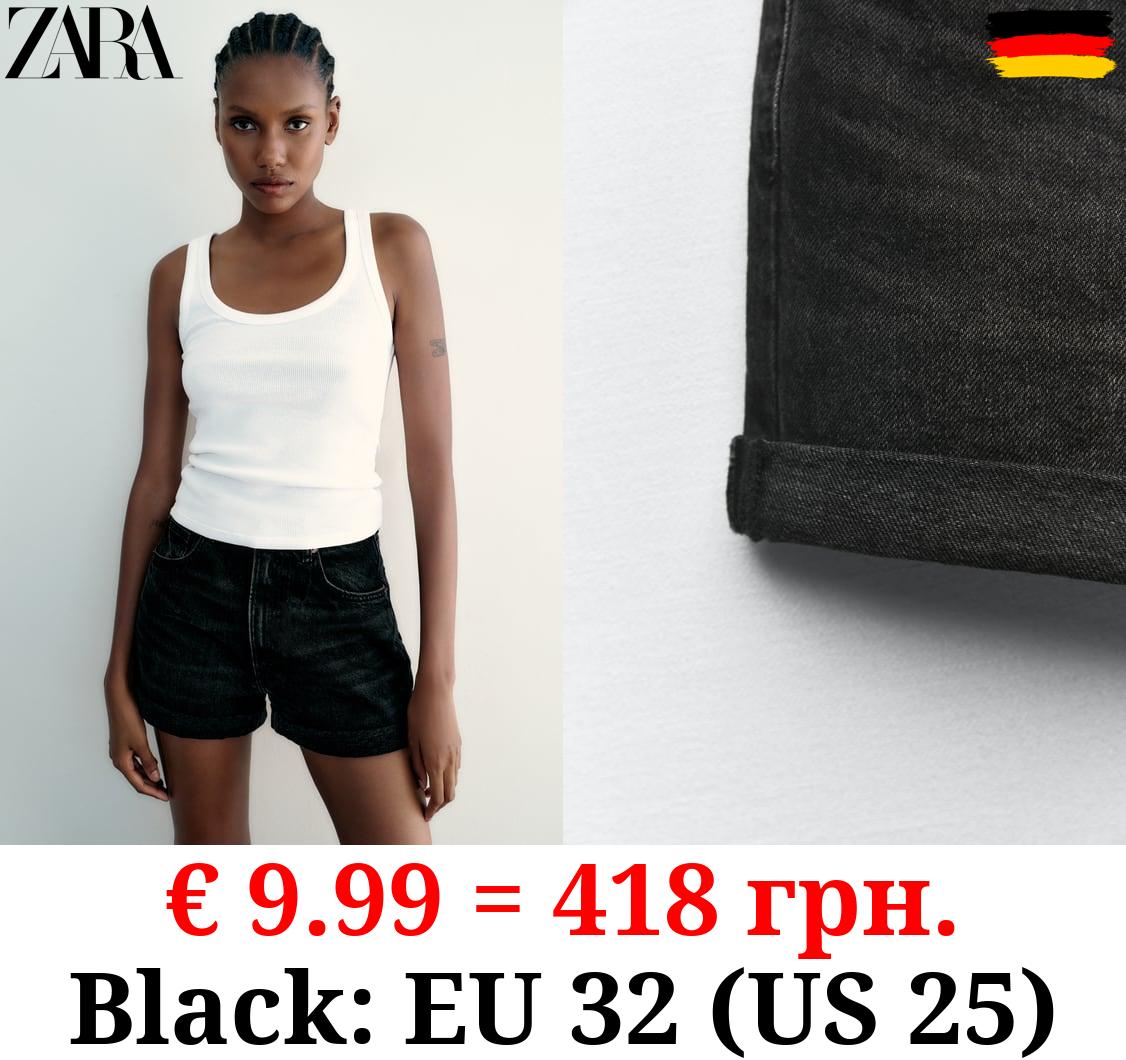 TRF HIGH-RISE MOM FIT DENIM BERMUDA SHORTS