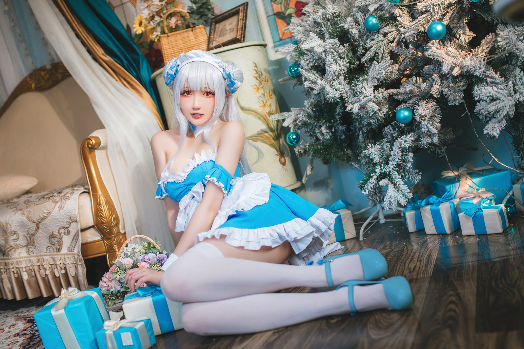Cosplay 瓜希酱 碧蓝航线 小天鹅女仆 15