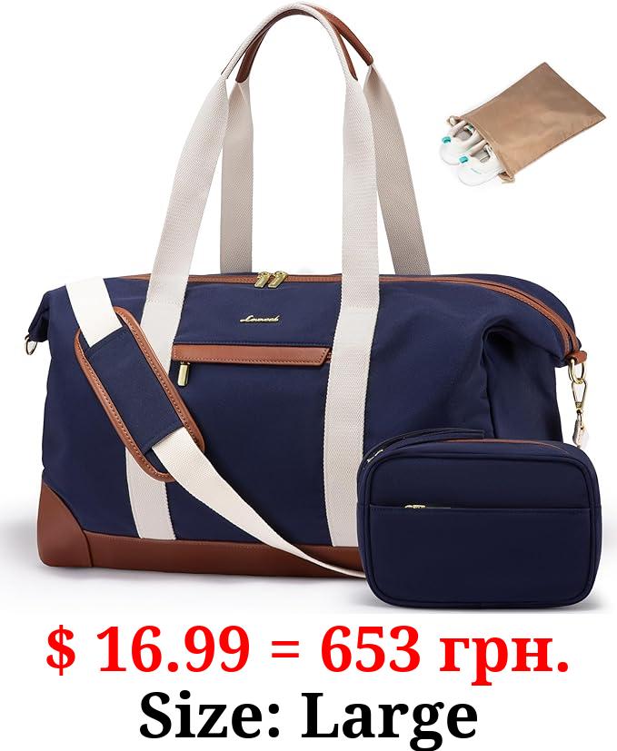 LOVEVOOK Duffle Bag Women Travel Bag, Weekender Overnight Bag with Toiletry Bag, Carry on Bags Travel Tote, Gym Duffel Bag with Wet Pocket, Deep Blue