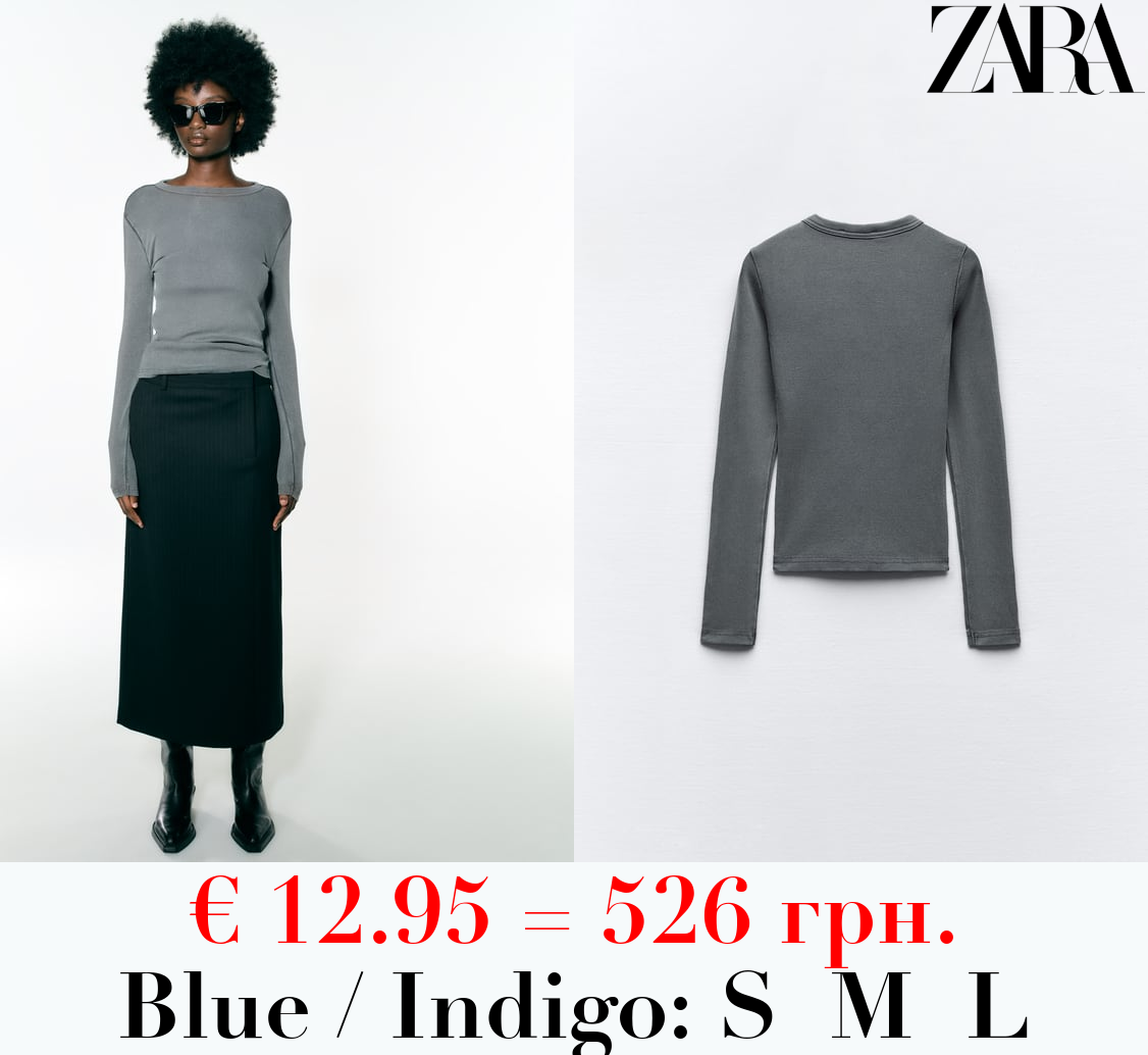 RIBBED LONG SLEEVE T-SHIRT