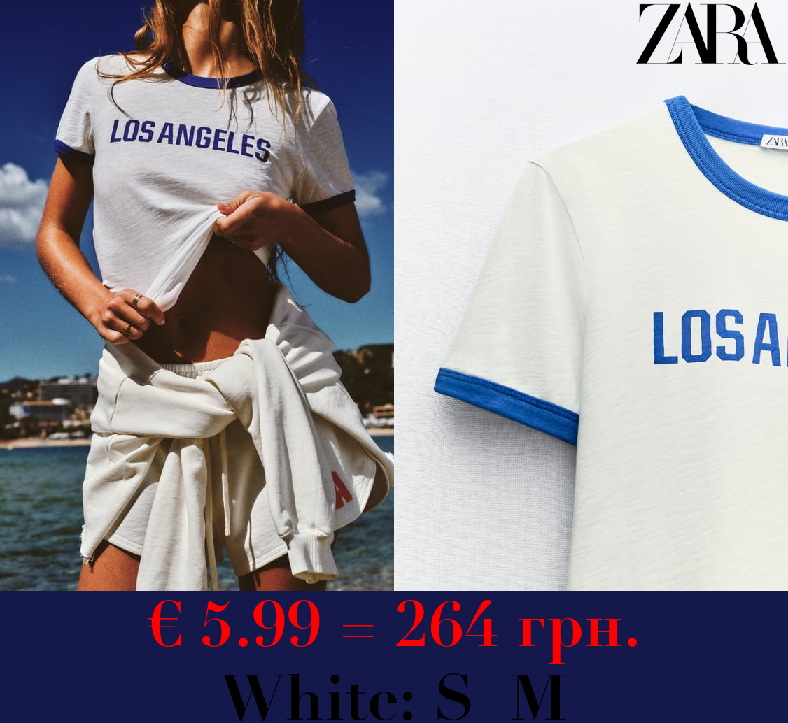 VARSITY T-SHIRT WITH CONTRAST RIBBED SLOGAN