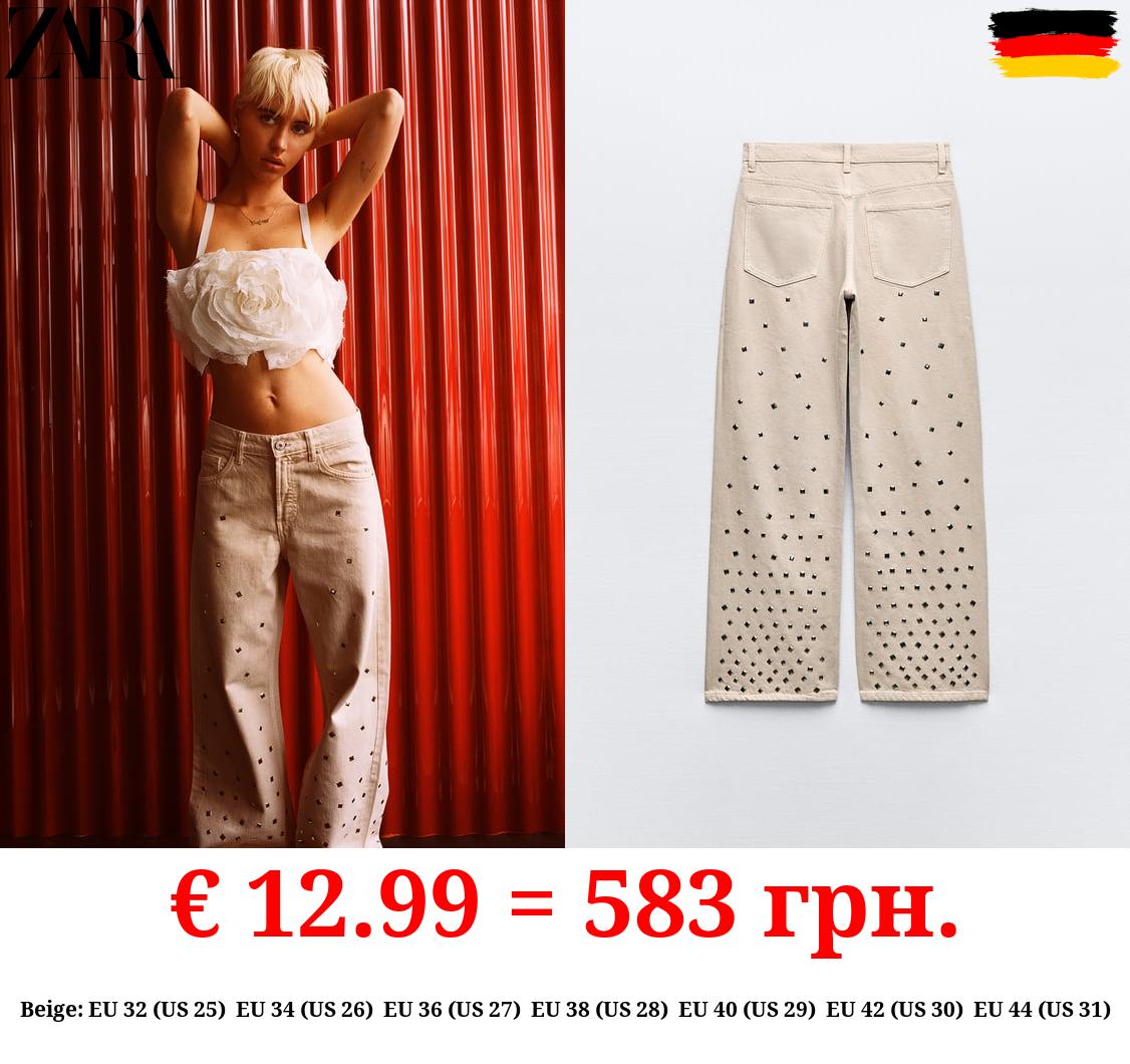 TRF MID-RISE STUDDED JEANS