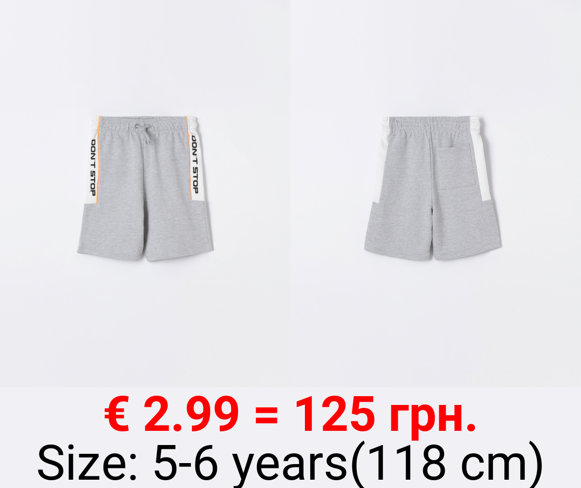 Bermuda jogger shorts with side bands