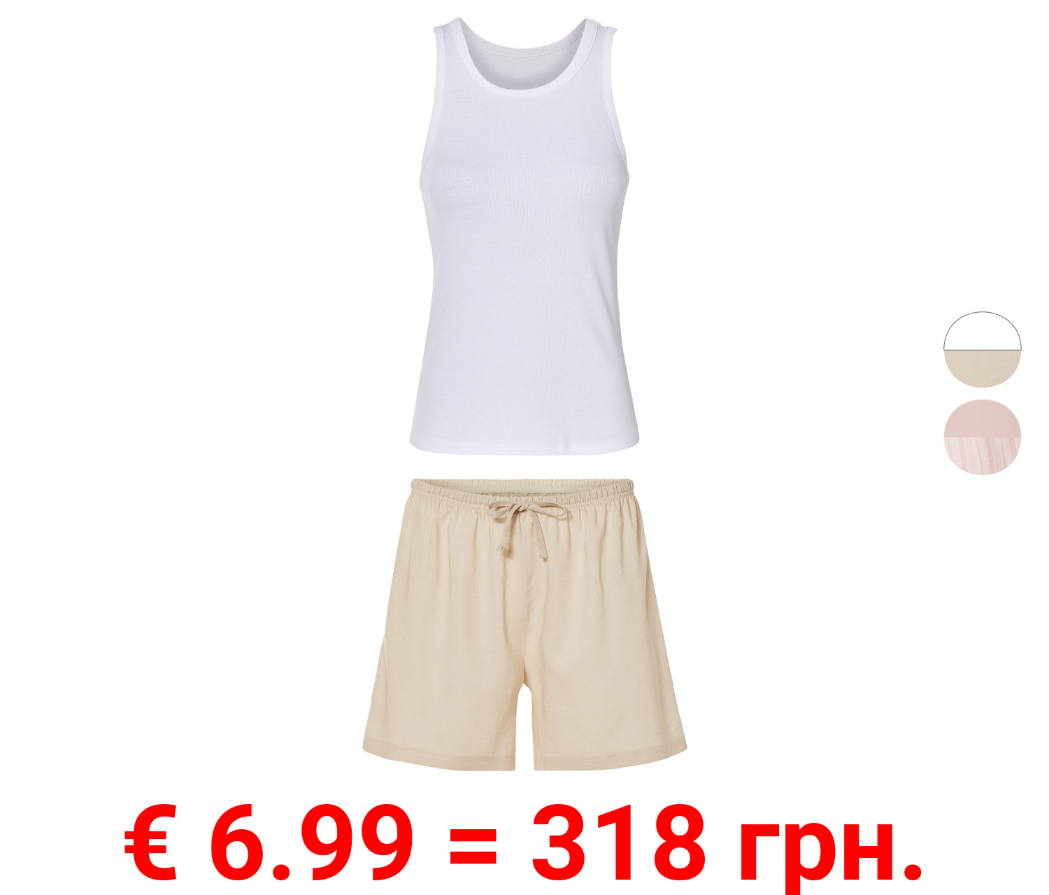 esmara® Damen Pyjama, kurz, in modischer Ripp-Qualität
