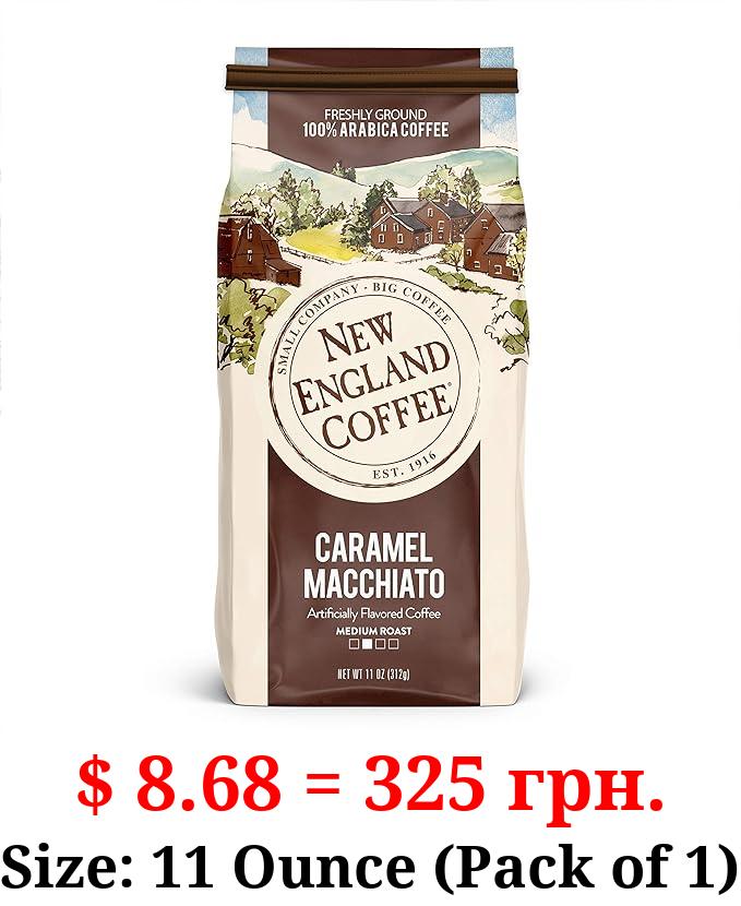 New England Coffee Caramel Macchiato Medium Roast Ground Coffee 11 Ounce Bag
