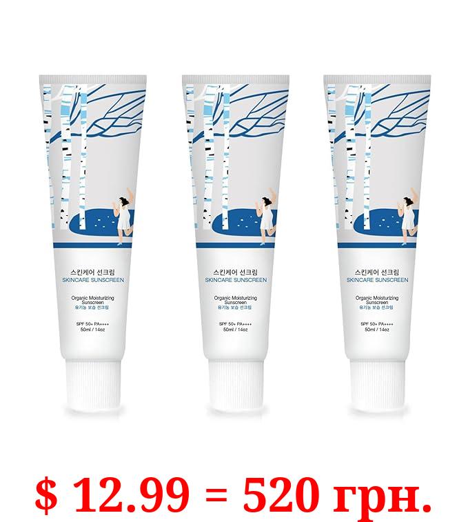 Round Birch Juice Moisturizing Sunscreen SPF50+ PA++++, Facial Moisturizing Sunscreen, A moisturizing Sunscreen (3 PCS)