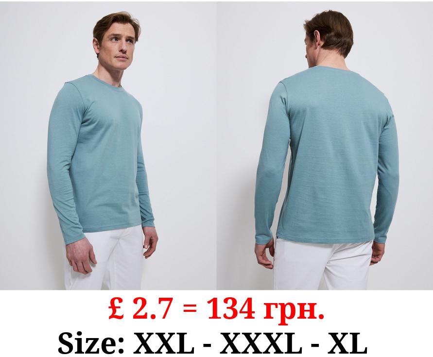 Light Blue Crew Neck Long Sleeve Top