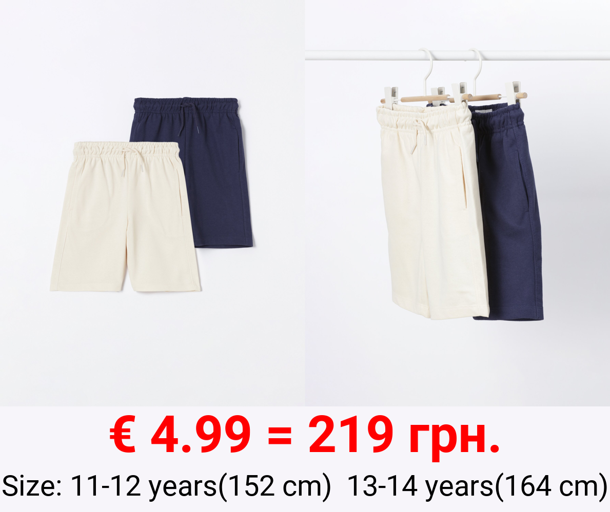 Pack of 2 pairs of basic fleece shorts