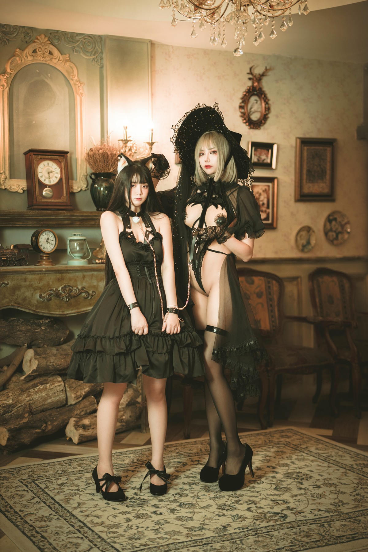 Cosplay 香草喵露露 杨枝甘露 灰色花花蕾丝 1