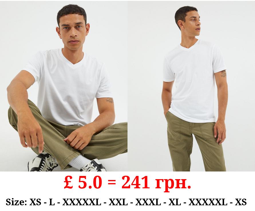 White Plain V-Neck T-Shirt