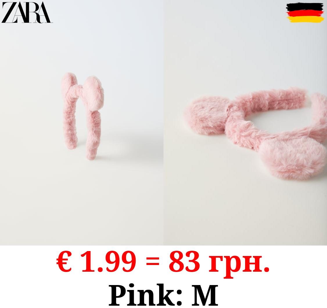 FAUX FUR HEADBAND WITH SMALL EARS