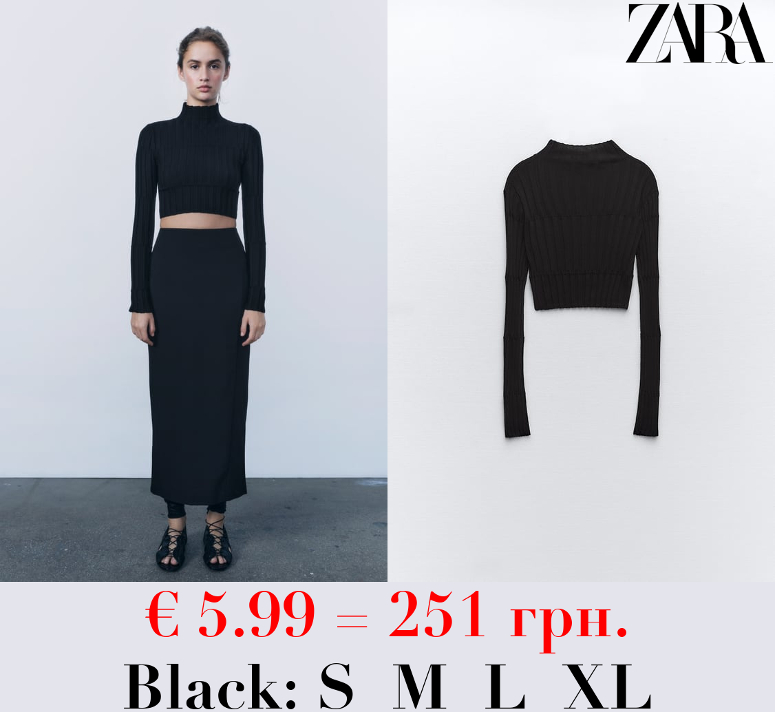 RIBBED KNIT CROPPED SWEATER