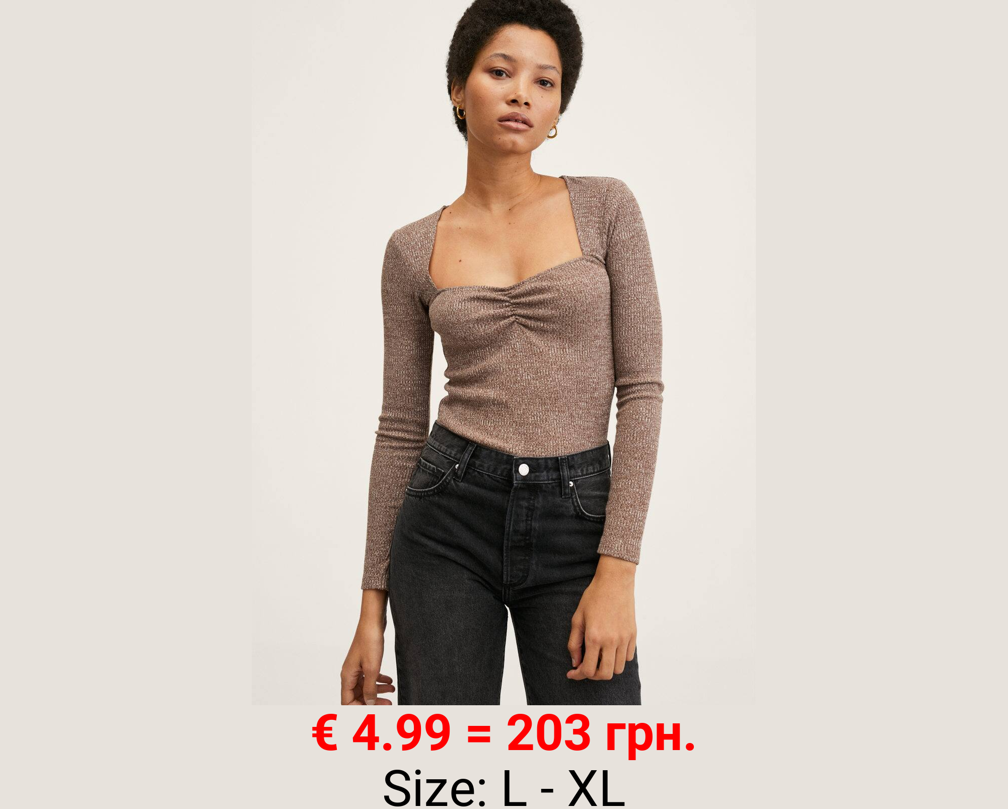 Camiseta fruncido manga larga