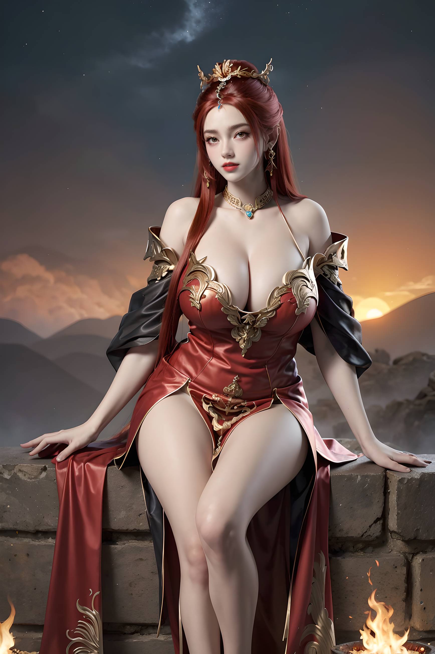 图片[107]-完美世界-曼珠沙华 户外红色礼服-六色网
