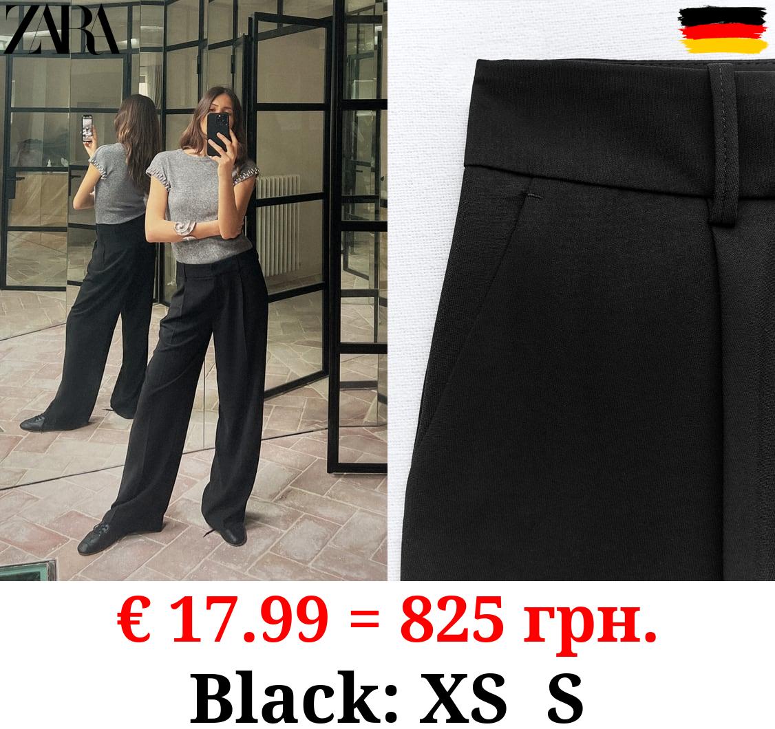 DARTED WIDE-LEG TROUSERS