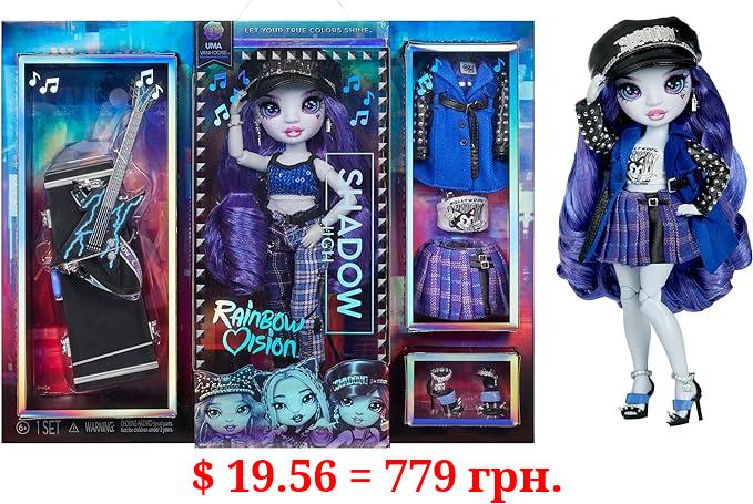 Rainbow High Vision and Neon Shadow-Uma Vanhoose (Neon Blue) Posable Fashion Doll. 2 Designer Outfits to Mix & Match, Rock Band Accessories Playset, Great Toy Gift for Kids 6-12 Years & Collector