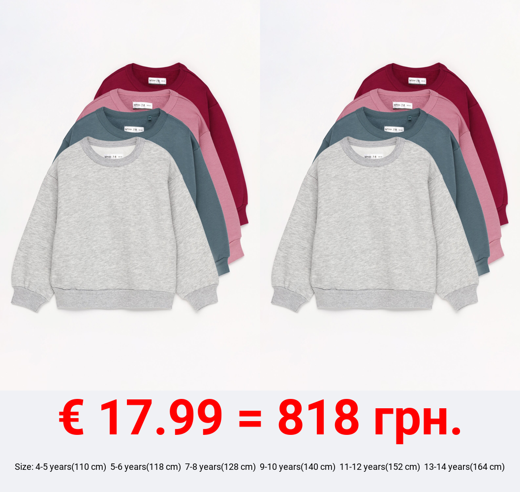 Pack of 4 basic plush sweatshirts