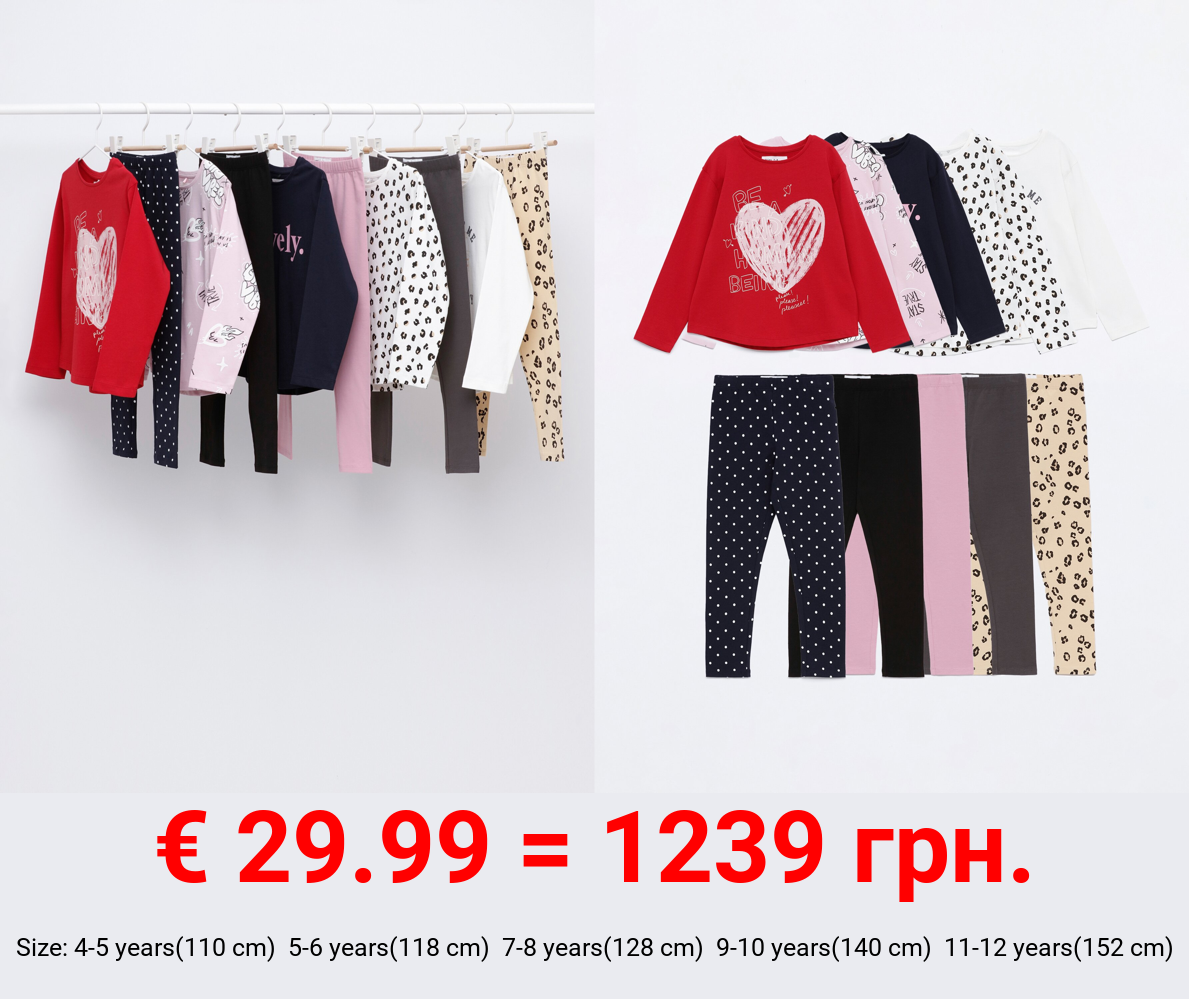 5-pack of T-shirt and leggings outfits