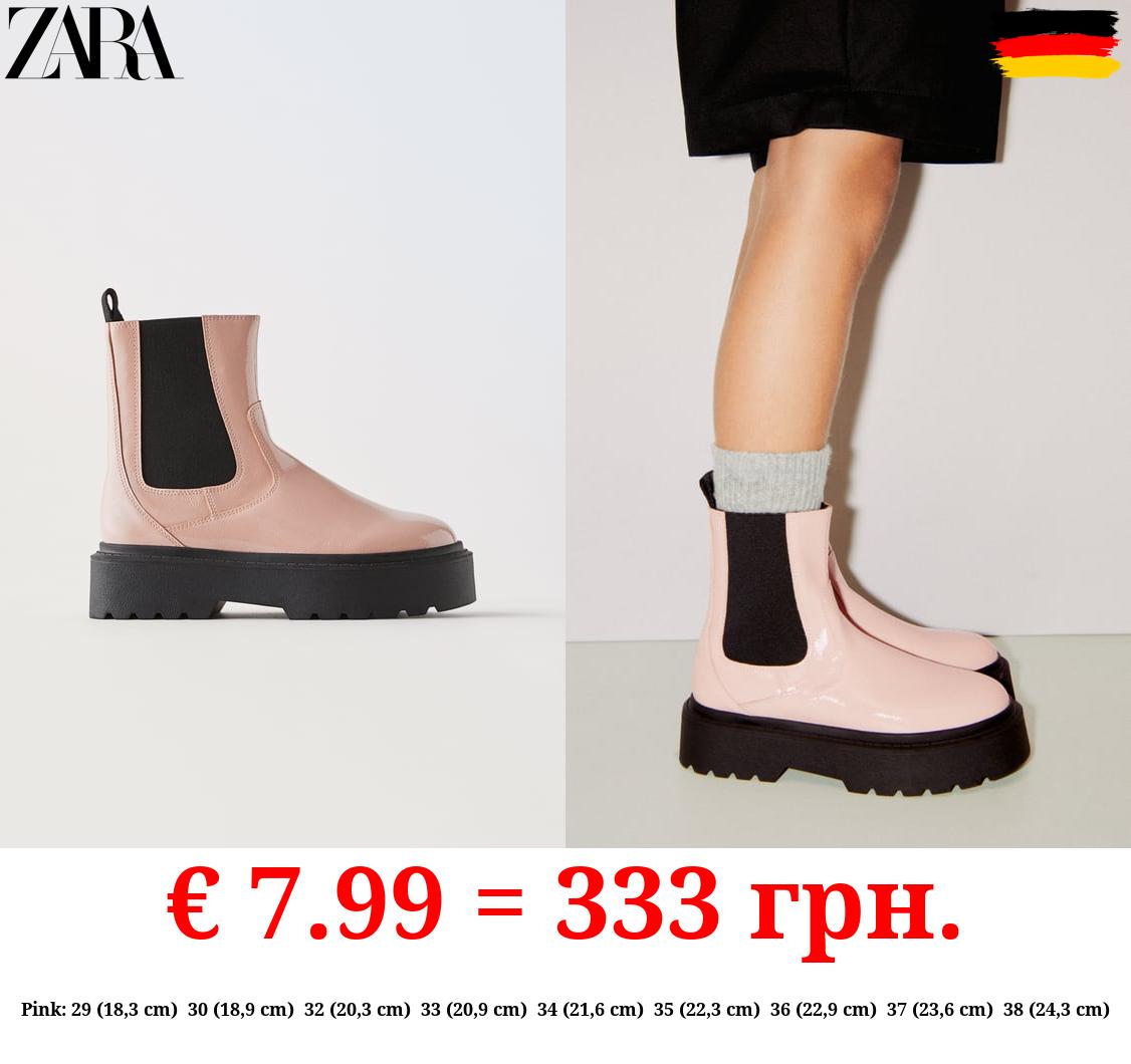 FAUX PATENT CHELSEA BOOTS