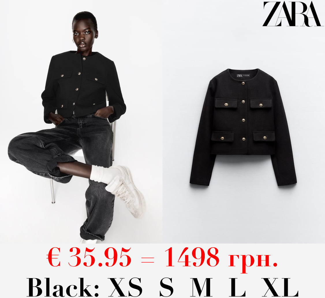 CROPPED JACKET WITH FLAPS