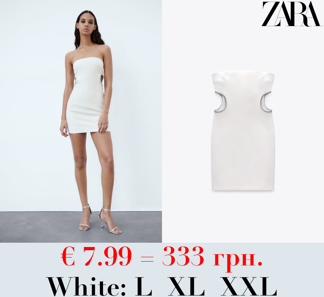 OFF-THE-SHOULDER CUT-OUT DRESS WITH RHINESTONES