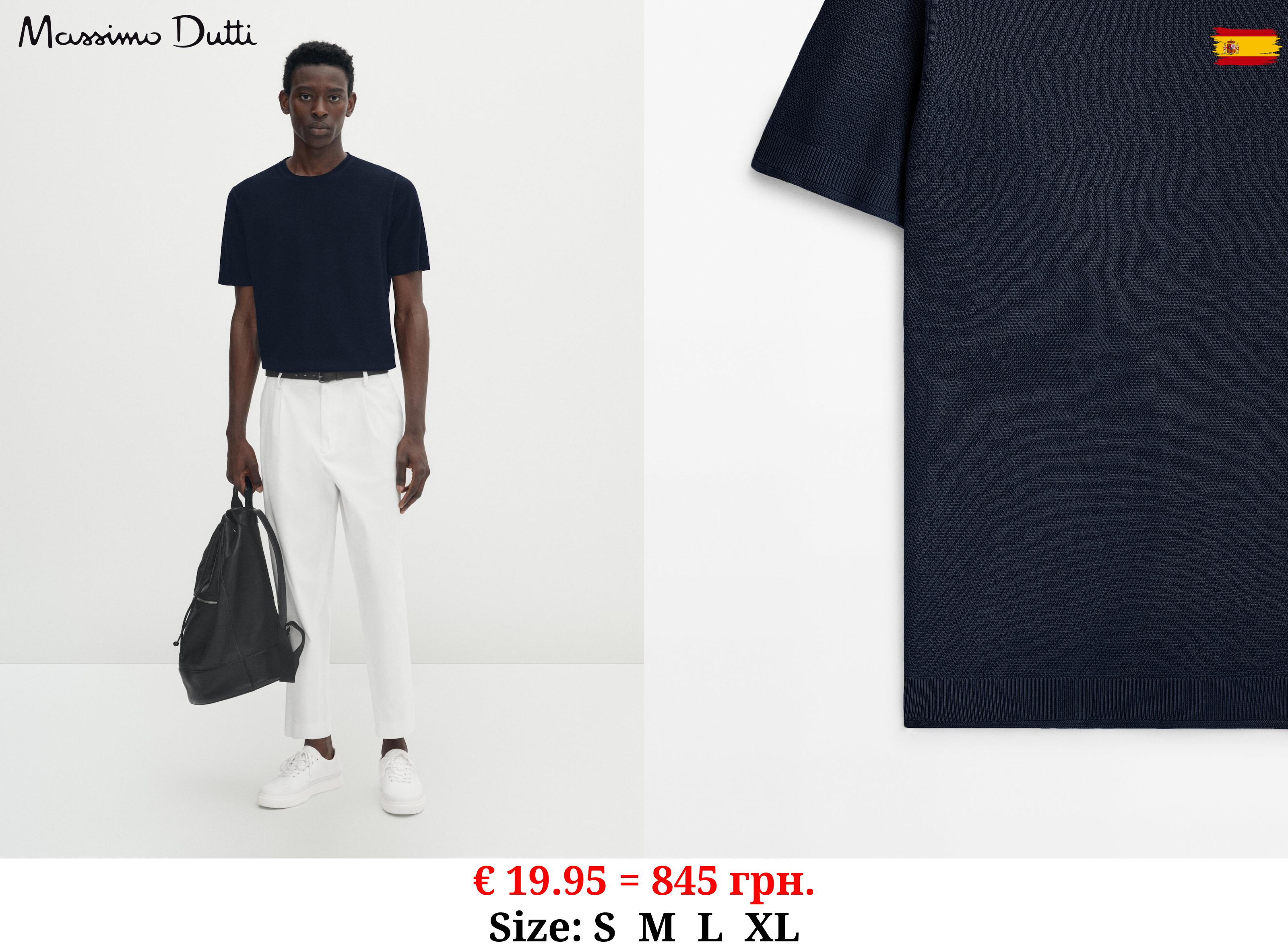 Textured short sleeve knit sweater NAVY BLUE