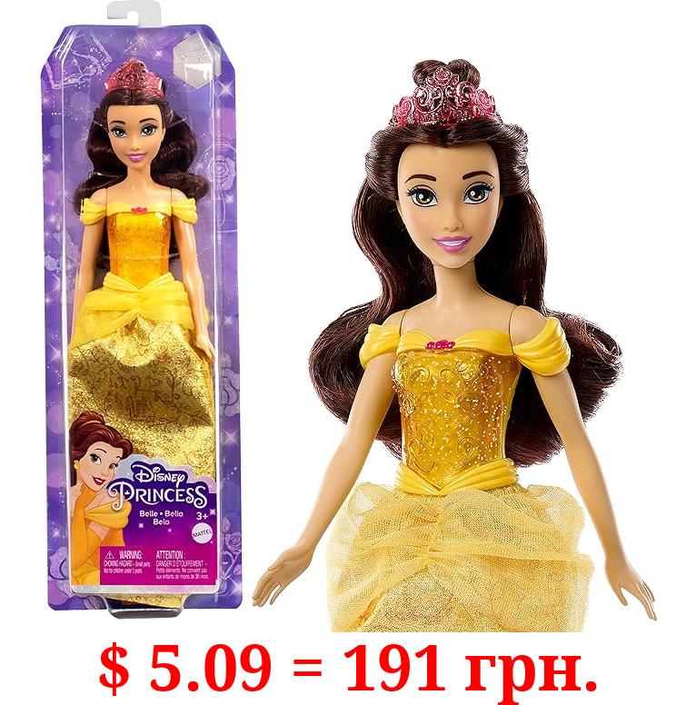 Mattel Disney Princess Dolls,Belle Posable Fashion Doll with Sparkling Clothing and Accessories,Disney Movie Toys