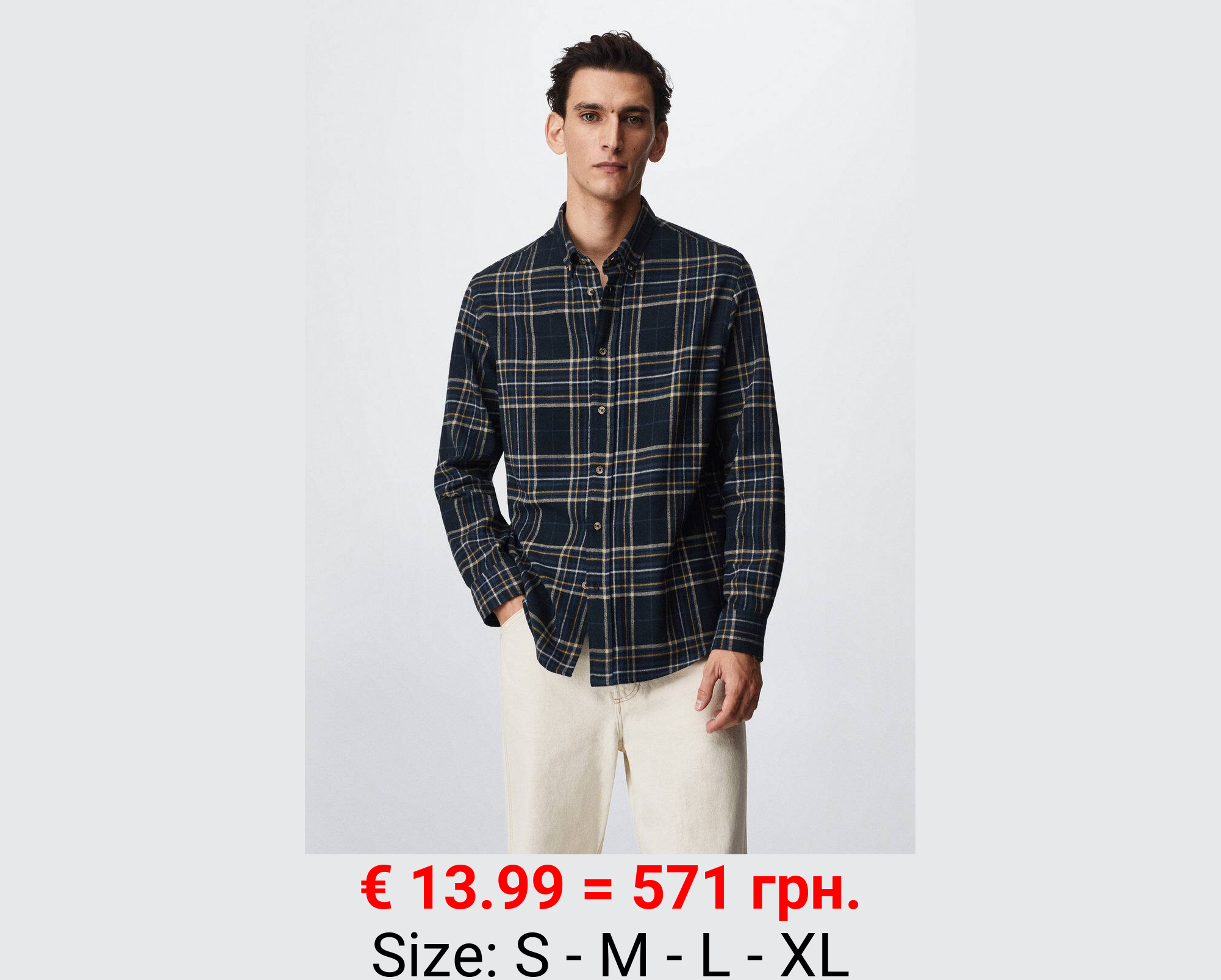 Camisa regular fit franela cuadros