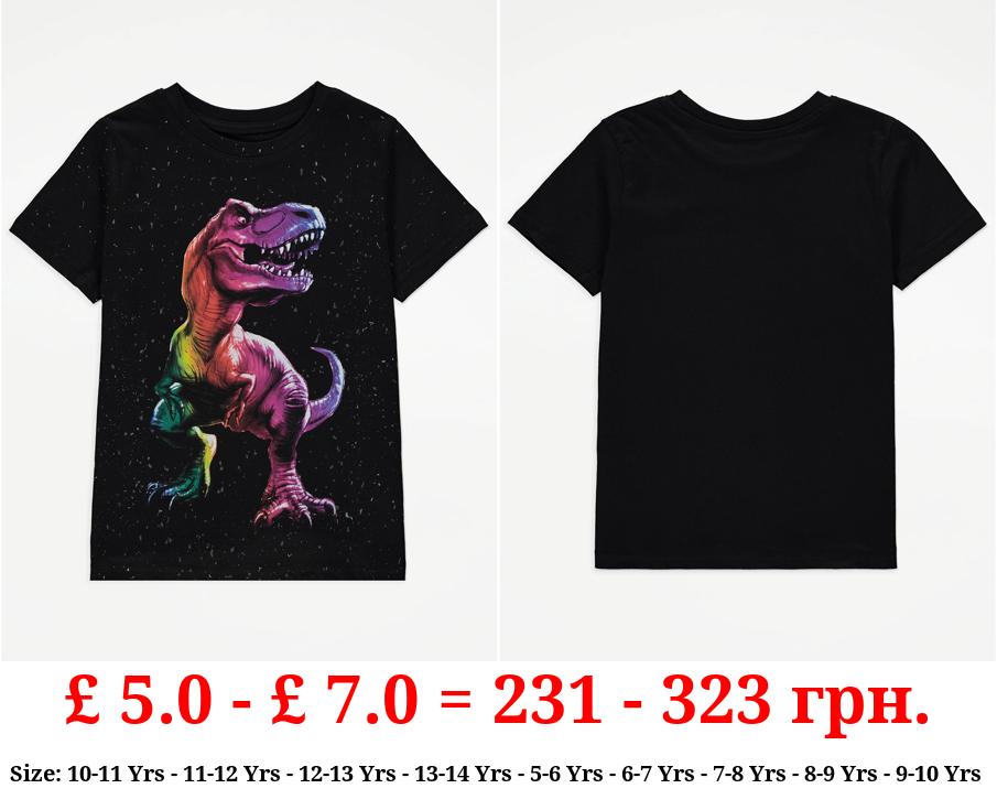 Black Rainbow Dinosaur T-Shirt