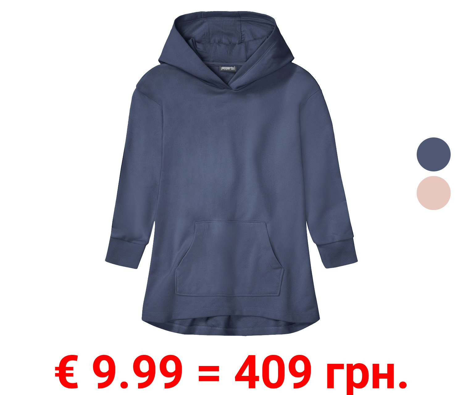 pepperts!® Mädchen Sweatkleid mit Kapuze und Kängurutasche
