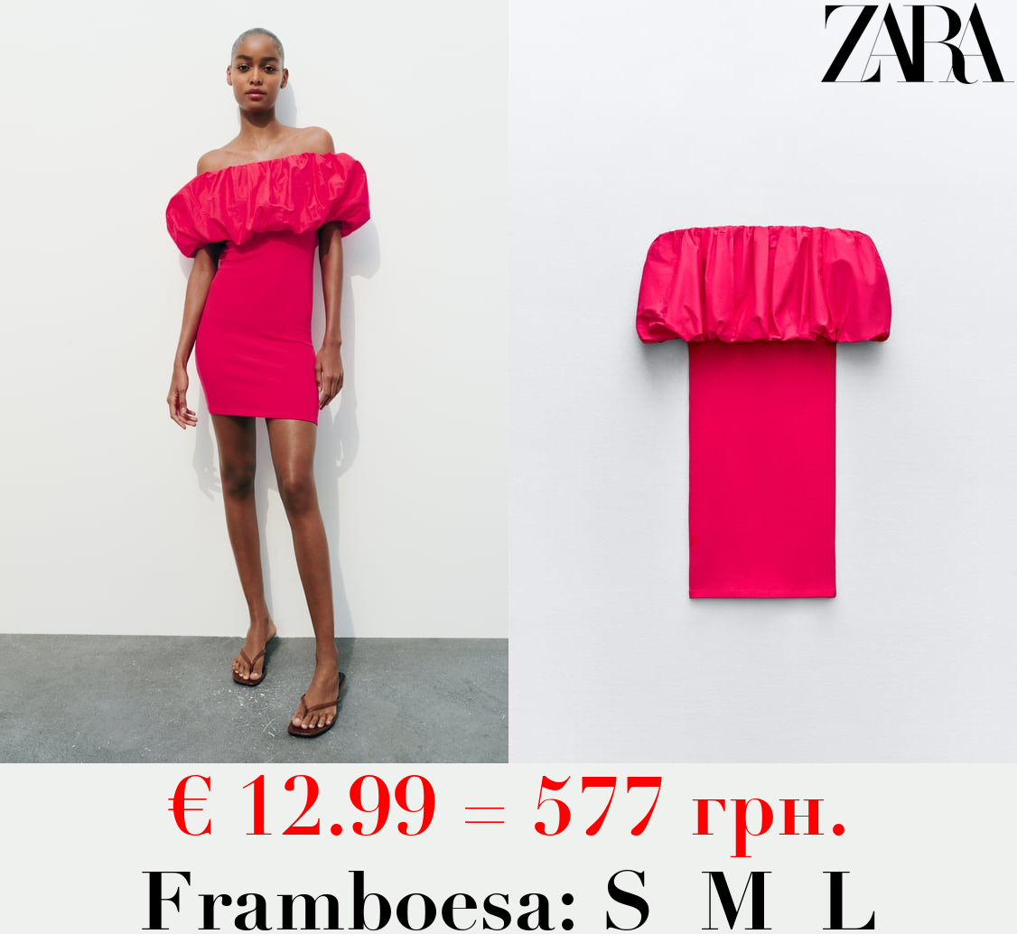 VESTIDO OMBROS DESCUBERTOS COMBINADO