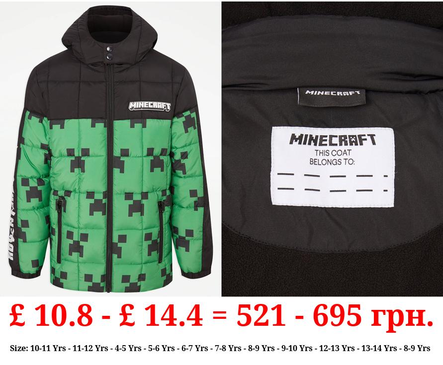Minecraft Green Fleece Lined Padded Coat