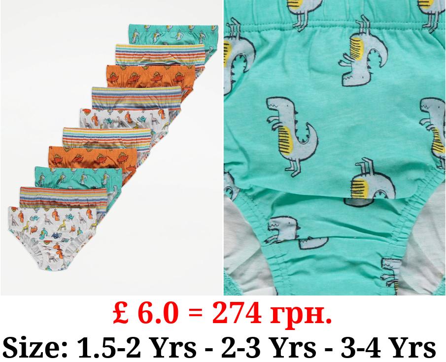 Bright Dinosaur Briefs 10 Pack
