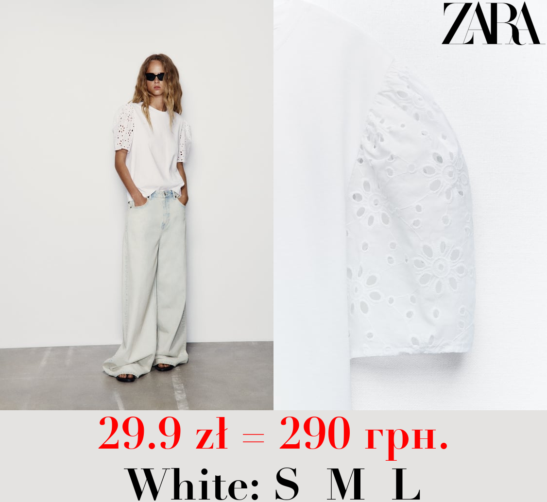 T-SHIRT WITH EMBROIDERED SLEEVES