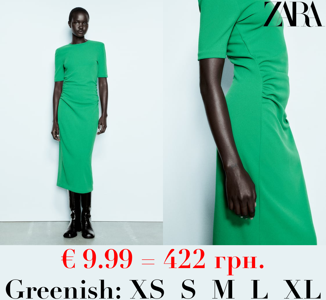 DRAPED DRESS WITH SHOULDER PADS