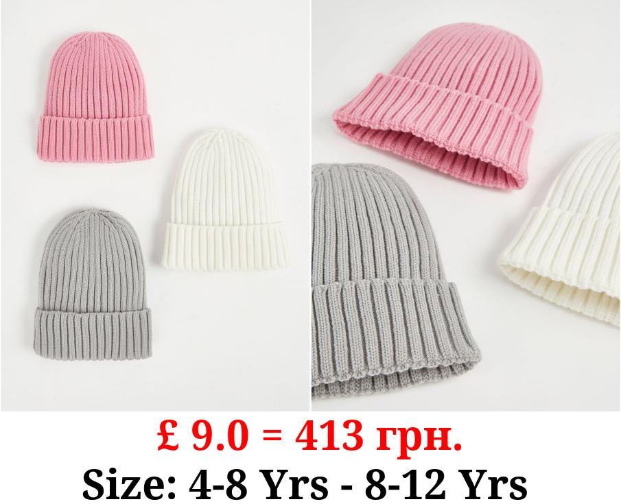 Knitted Beanie Hats 3 Pack