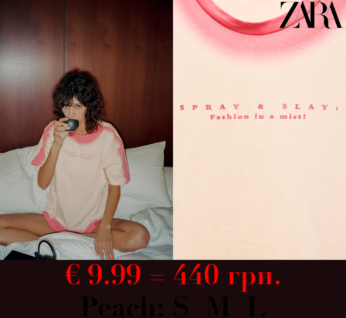 SPRAY PRINT SLOGAN T-SHIRT