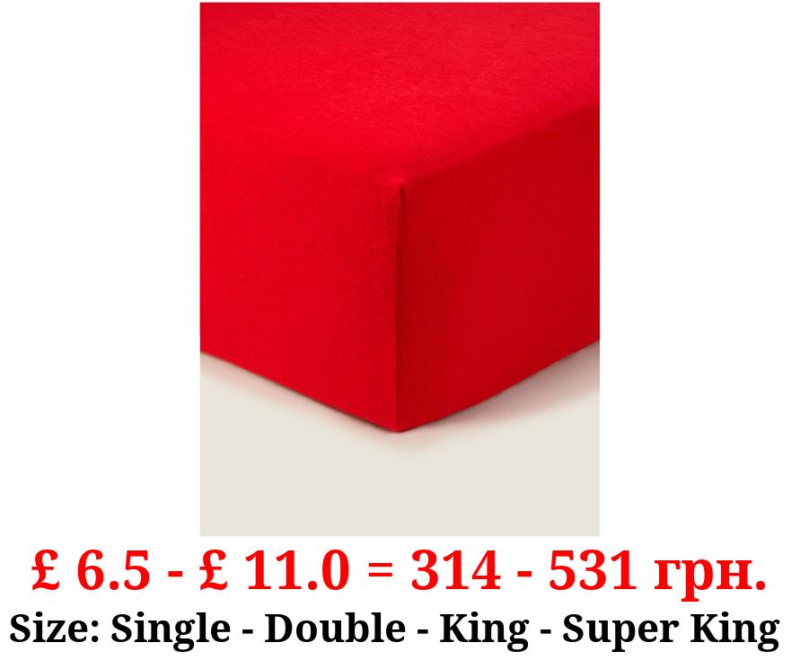 Red Brushed Cotton Fitted Sheet