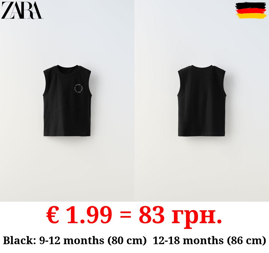 SLEEVELESS T-SHIRT WITH SLOGAN