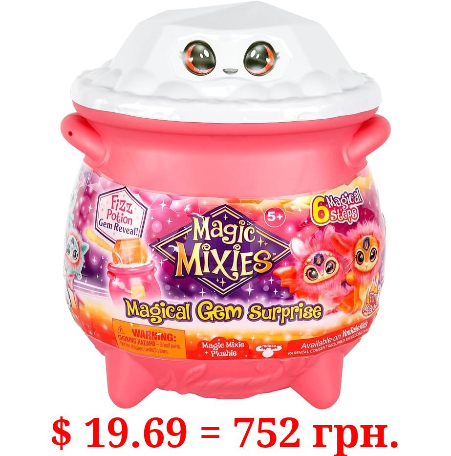 Magic Mixies Magical Gem Surprise Fire Magic Cauldron - Reveal a Non-Electronic Mixie Plushie and Magic Ring with a pop up Reveal from The Fizzing Cauldron Medium