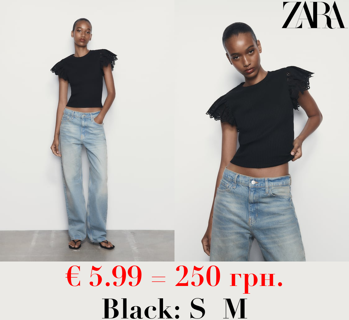 RIBBED TOP WITH CROCHET RUFFLE DETAILS