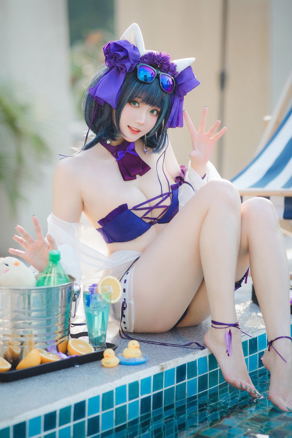 Cosplay 瓜希酱福利 柴郡泳装 18
