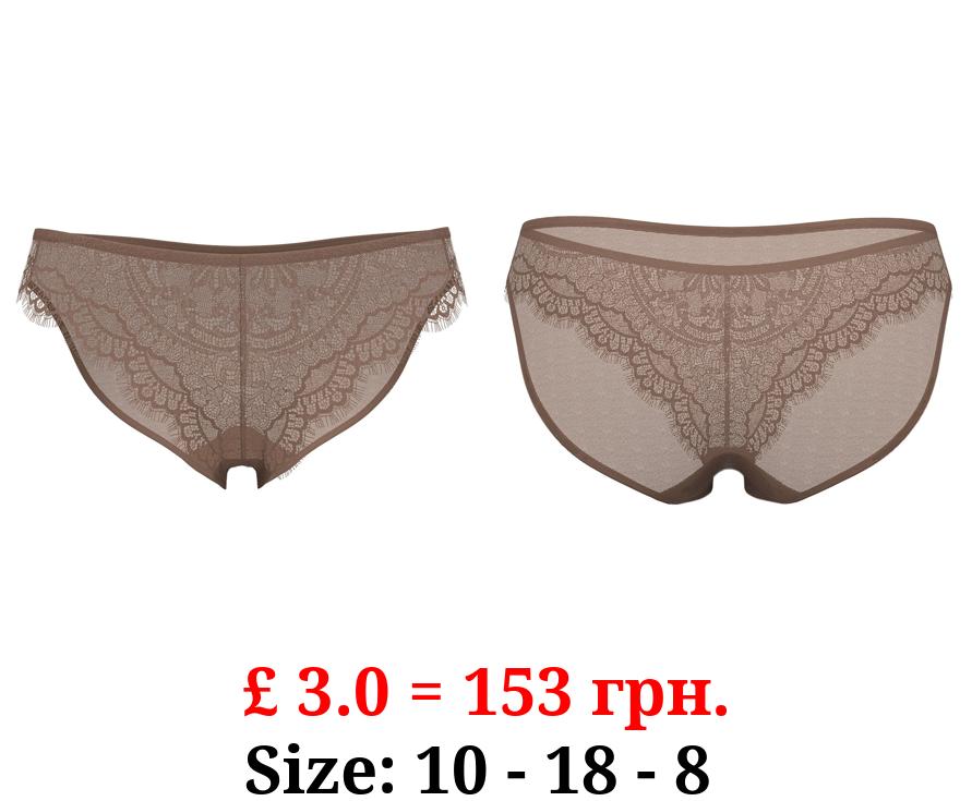 Deep Medium Nude Lace Trim Mini Knickers