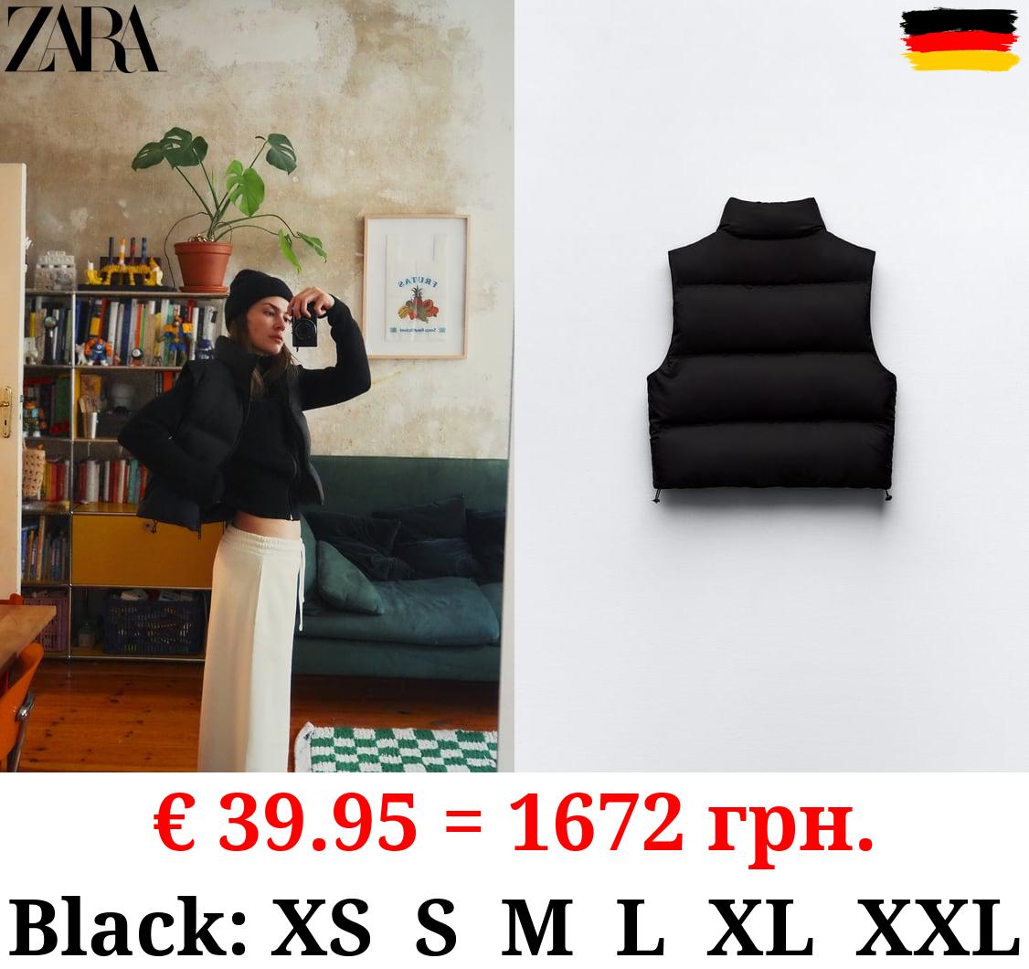 WATER AND WIND PROTECTION CROPPED PUFFER GILET