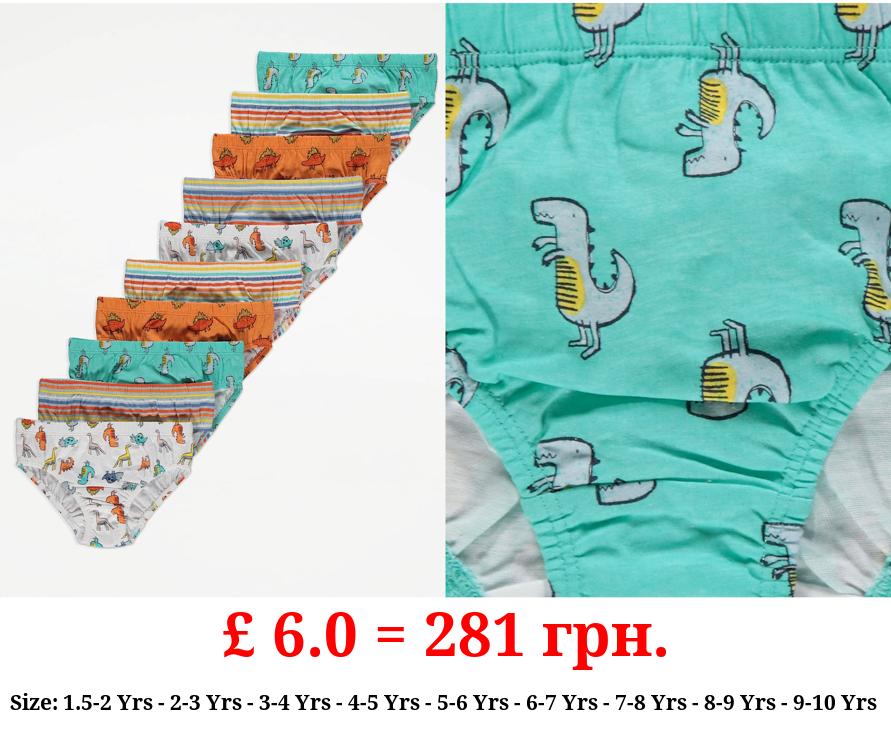 Bright Dinosaur Briefs 10 Pack