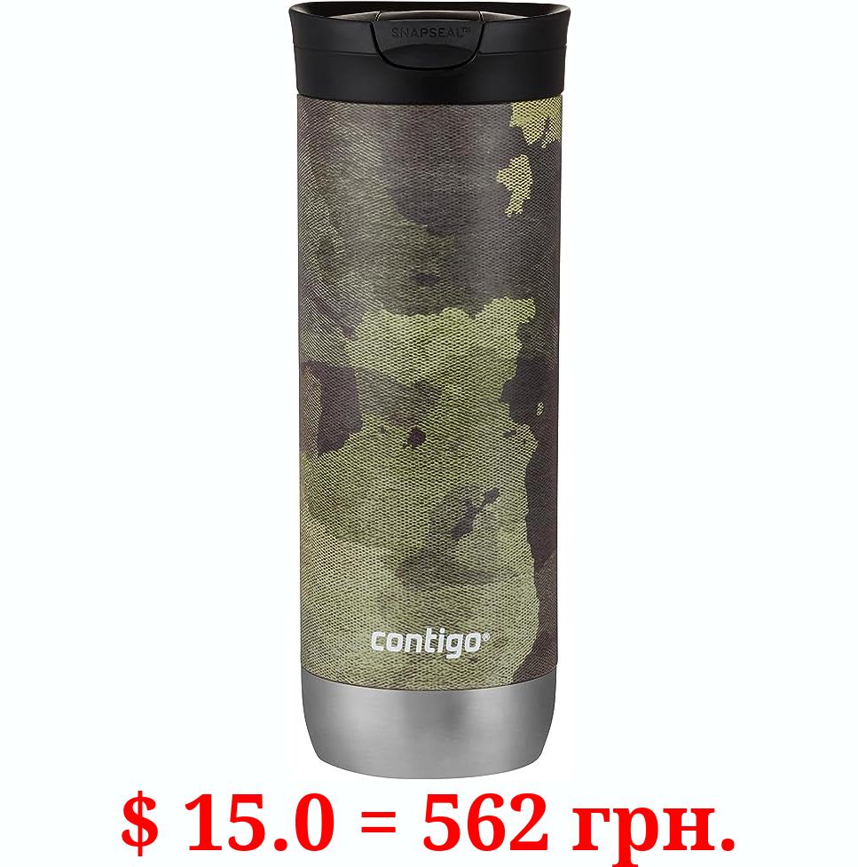 Contigo Huron Vacuum-Insulated Stainless Steel Travel Mug with Leak-Proof Lid, Keeps Drinks Hot or Cold for Hours, Fits Most Cup Holders and Brewers, 20oz Camo