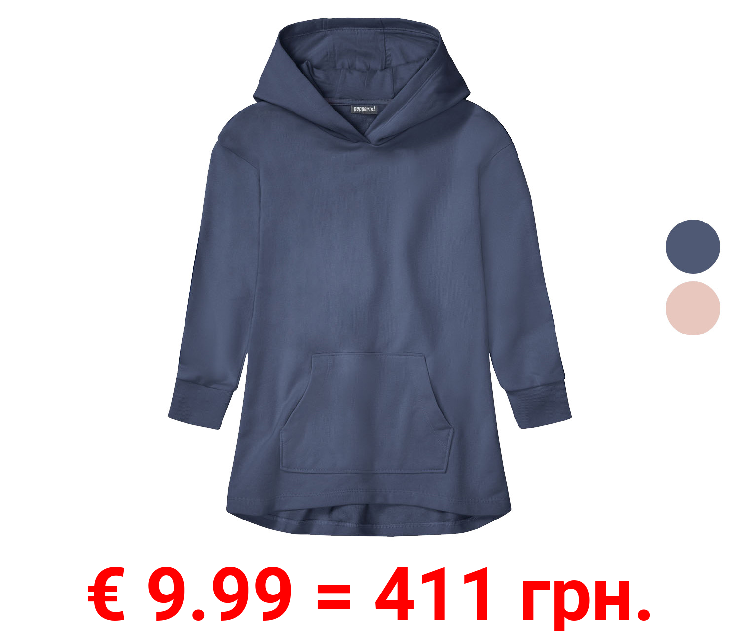 pepperts!® Mädchen Sweatkleid mit Kapuze und Kängurutasche