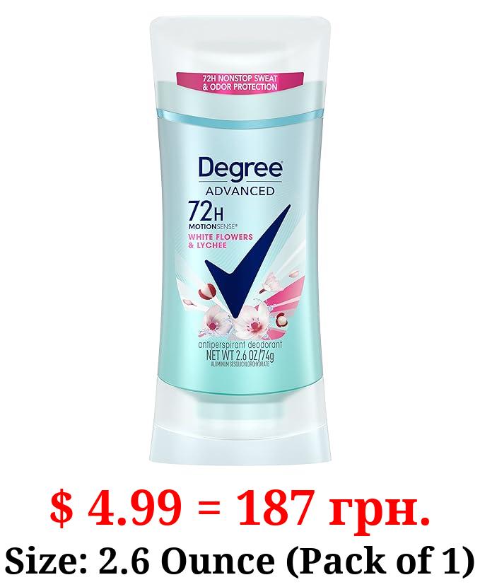 Degree Advanced Antiperspirant Deodorant 72-Hour Sweat & Odor Protection White Flowers & Lychee Antiperspirant for Women with MotionSense Technology 2.6 oz