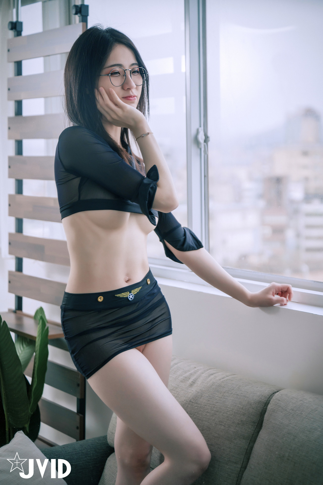 JVID精品 阿黎性感暗黑空姐，極透明空姐服令人血脈噴張 Set.03 14